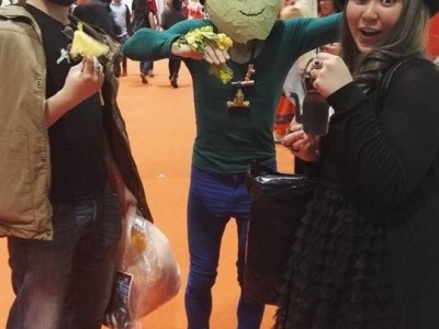 Dressing up as Salad Fingers at a convention (with real lettuce for the salad fingers!) Outfit revised for future outings!