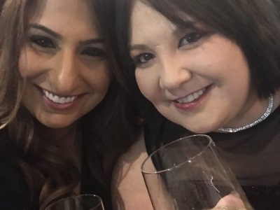 With a friend at a Christmas party