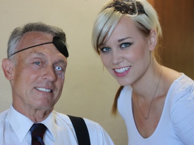 Me with makeup person who gave me a 'dead eye' for a film.