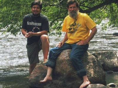 Dad and I hanging out in some stream in Colorado.