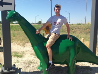 Riding a dino in Nebraska