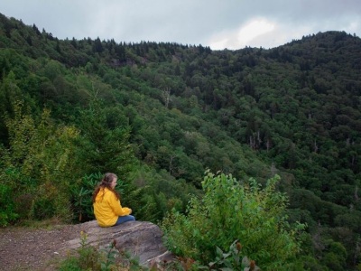 Sitting roadside of the Blue Ridge Parkway